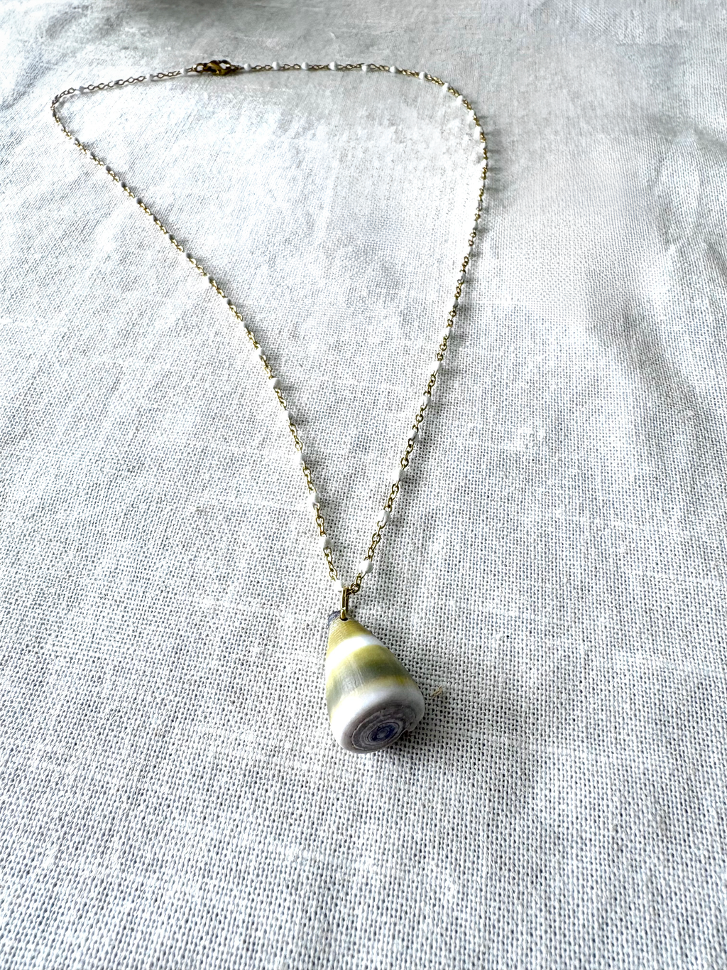 Misty Green Striped Cone Shell Necklace