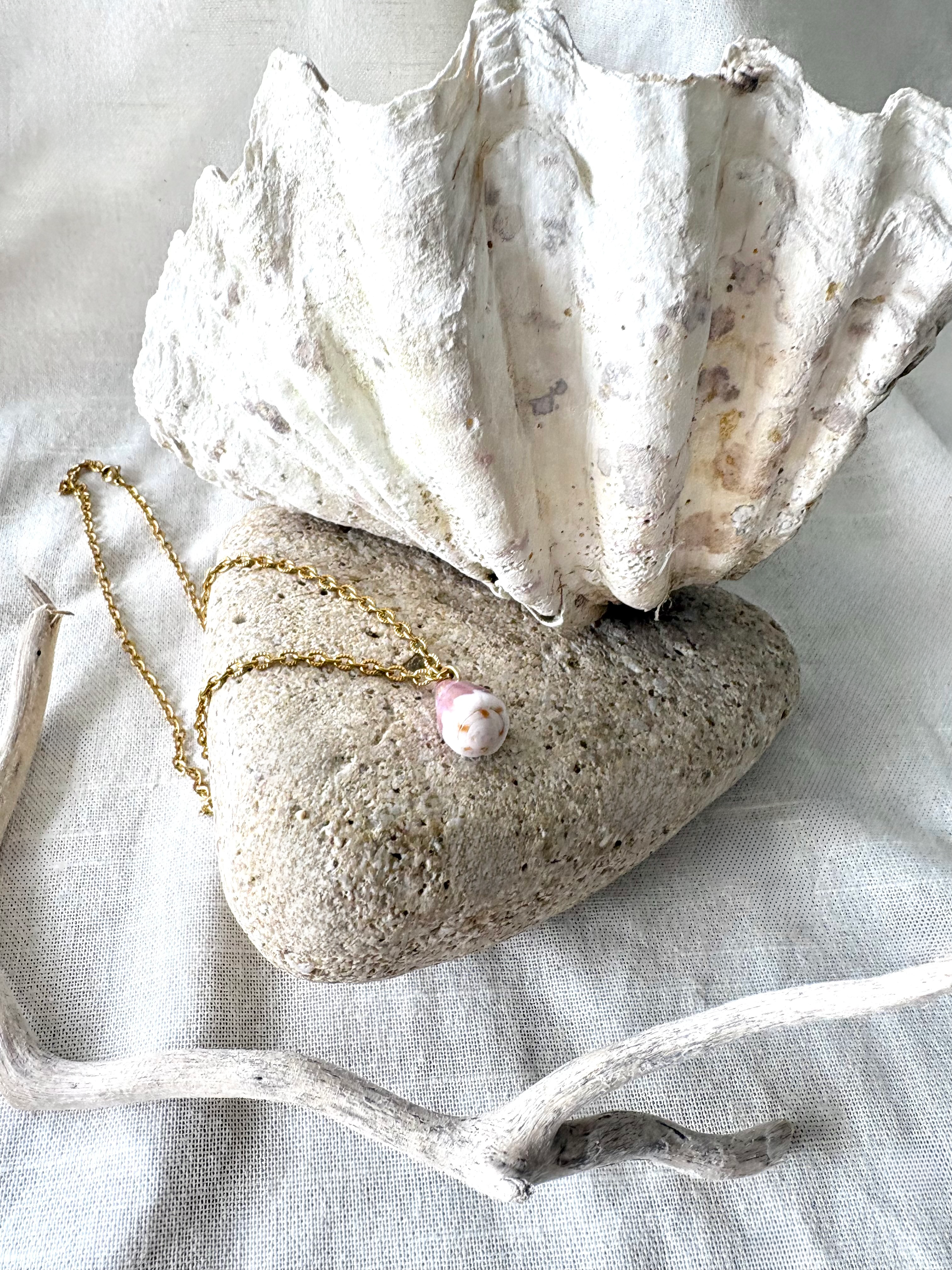 Lilac Dipped Cone Shell Necklace